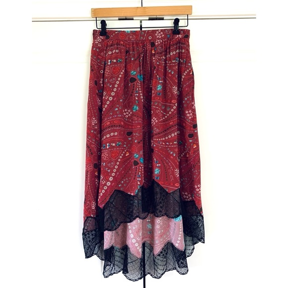 Zadig & Voltaire Joslin Psyche Skirt Lace Trim Artsy Print Midi Slip Size 34 XS - Picture 7 of 7